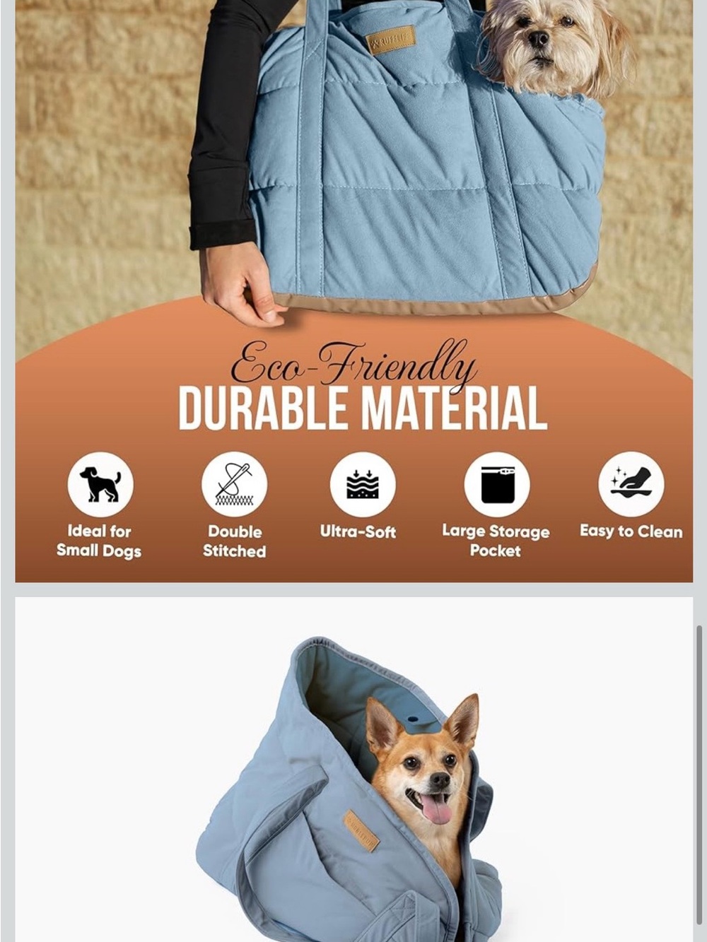 Soft Blue Pet Carrier Tote Bag by - Picture 6 of 8